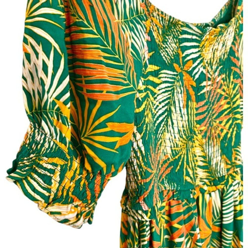 Betsey Johnson Pink Label Palm Patterned Maxi Dress - Pepper Green - M - Picture 6 of 12